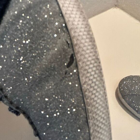 Gucci Women's 9.5 Bambi Webb Metallic Sneakers Silver Blue Red Icon Stripe Disco - Picture 13 of 16